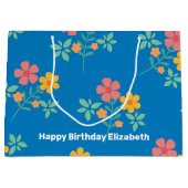 Blue Daisy  Bouquet Pattern Gepersonaliseerd Groot Cadeauzakje (Voorkant)