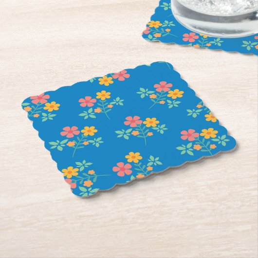 Blue Daisy  Bouquet Pattern Kartonnen Onderzetters (Gebogen)