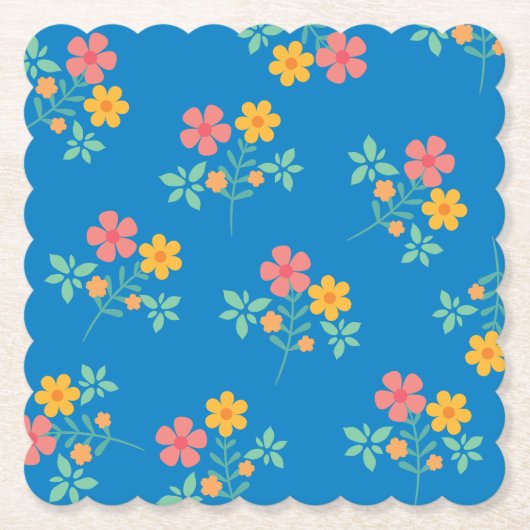 Blue Daisy  Bouquet Pattern Kartonnen Onderzetters (Voorkant)