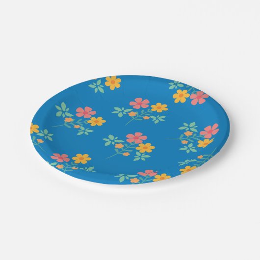 Blue Daisy Bouquet Pattern Papieren Bordje (Gekanteld)