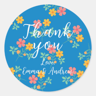 Blue Daisy Bouquet Pattern Ronde Sticker