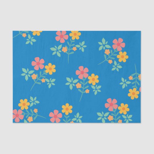 Blue Daisy  Bouquet Pattern Tissuepapier (Voorkant)