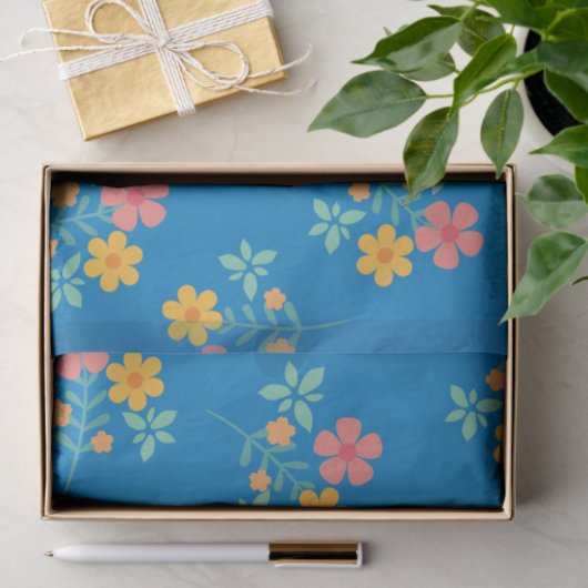 Blue Daisy  Bouquet Pattern Tissuepapier (Geschenk)