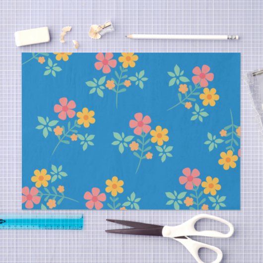 Blue Daisy  Bouquet Pattern Tissuepapier (Craft)