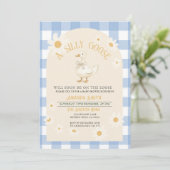 Blue Daisy Boy Goose Baby shower Kaart (Staand voorkant)