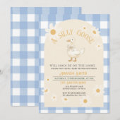 Blue Daisy Boy Goose Baby shower Kaart (Voorkant / Achterkant)