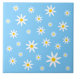 Blue Daisy Ceramic Tile Tegeltje