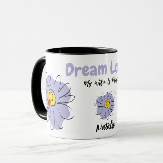 Blue Daisy, Dream Lover, Valentijn Gift Mok (Voorkant links)
