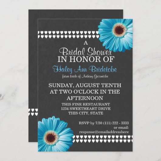 Blue Daisy en Slate Grey Vrijgezellenfeest Kaart (Voorkant / Achterkant)