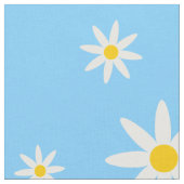 Blue Daisy Fabric Stof (Close Up)