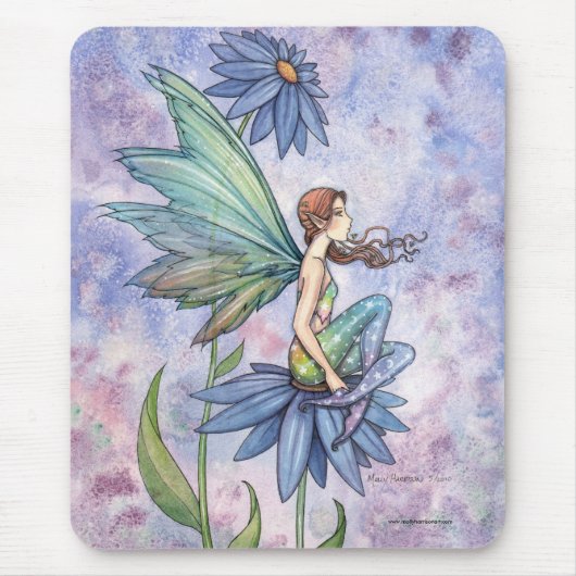 Blue Daisy Fairy Mousepad van Molly Harrison Muismat (Voorkant)