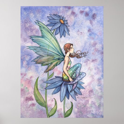Blue Daisy Fairy Poster door Molly Harrison (Voorkant)