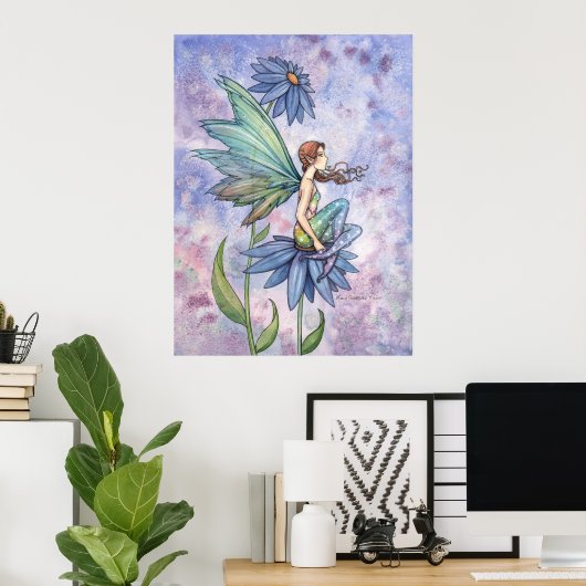 Blue Daisy Fairy Poster van Molly Harrison (Thuiskantoor)