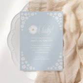 Blue Daisy Floral Boho Baby shower Invitation Kaart