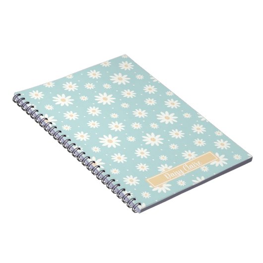Blue Daisy Floral Custom Notitieboek (Rechterzijde)