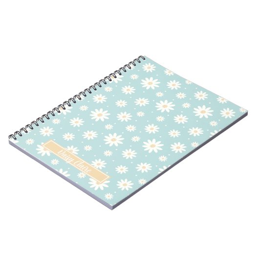 Blue Daisy Floral Custom Notitieboek (Linkerzijde)