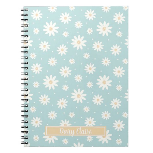 Blue Daisy Floral Custom Notitieboek (Voorkant)