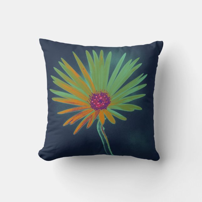 Blue Daisy Flower Kussen (Voorkant)