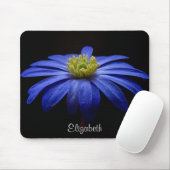 Blue Daisy Flower on Black Personalized Muismat (Met muis)