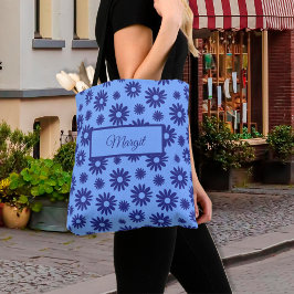 Blue Daisy Flower Pattern Tote Bag