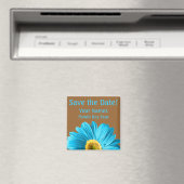 Blue Daisy Flower Save the Date Custom Magneet (Insitu (Vaatwasser))
