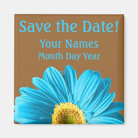Blue Daisy Flower Save the Date Custom Magneet (Voorkant)