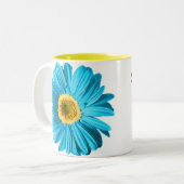 Blue Daisy Flower Tweekleurige Koffiemok (Voorkant links)