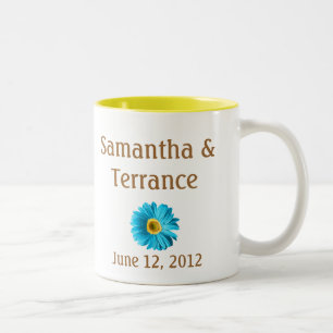 Blue Daisy Flower Tweekleurige Koffiemok