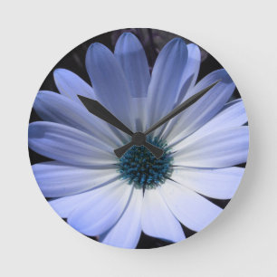 Blue Daisy Flower Wall-klok Ronde Klok