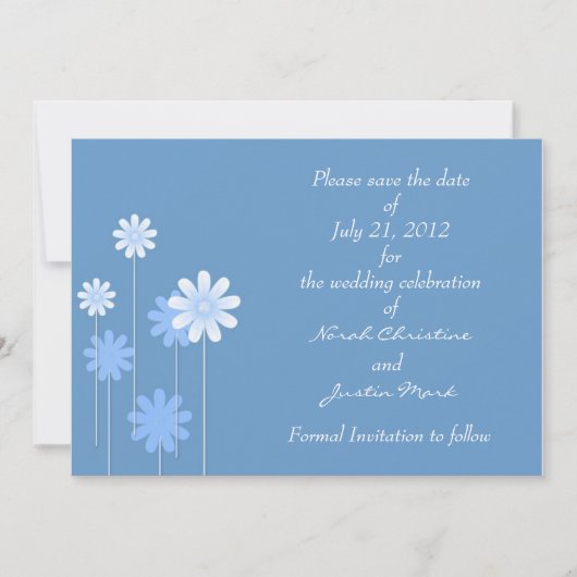 Blue Daisy Formal Save the Date Briefkaart (Voorkant)