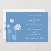 Blue Daisy Formal Save the Date Briefkaart (Voorkant / Achterkant)