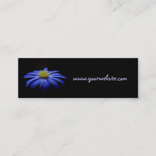Blue Daisy Gerbera Flower op een zwarte achtergron Mini Visitekaartje