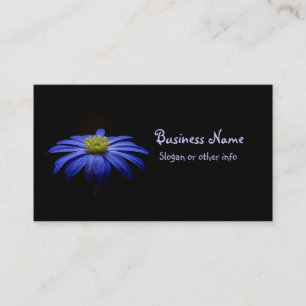 Blue Daisy Gerbera Flower op een zwarte achtergron Visitekaartje