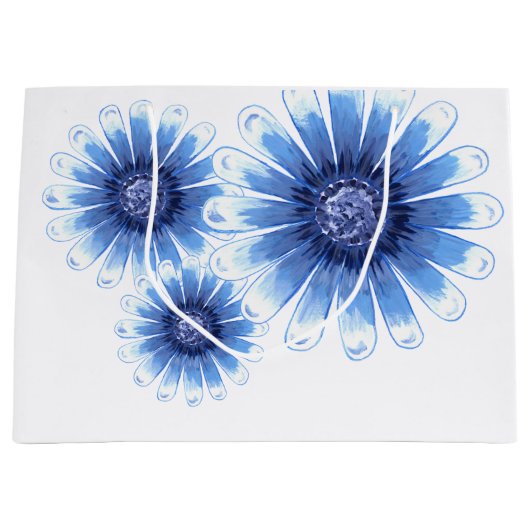 Blue Daisy Gift Bag Groot Cadeauzakje (Voorkant)