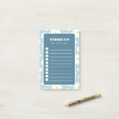 Blue Daisy Groovy Retro om checklist voor lijstnam Post-it® Notes (Op bureau)
