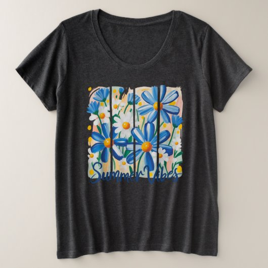 Blue Daisy Grote Maat T-shirt (Design voorkant)