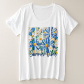 Blue Daisy Grote Maat T-shirt (Design voorkant)