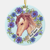 Blue Daisy Horse Keramisch Ornament (Voorkant)