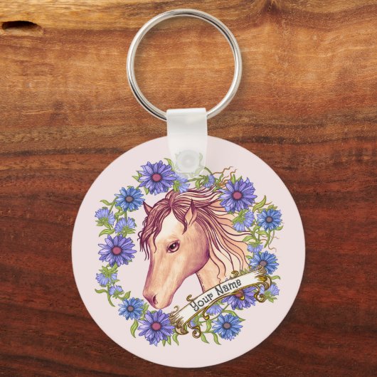 Blue Daisy Horse Sleutelhanger (Voorkant)