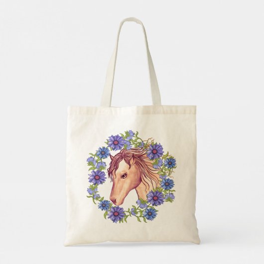 Blue Daisy Horse Tote Bag (Achterkant)