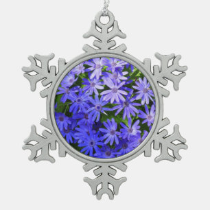 Blue Daisy-like Flowers Natuur Fotografie Tin Sneeuwvlok Ornament
