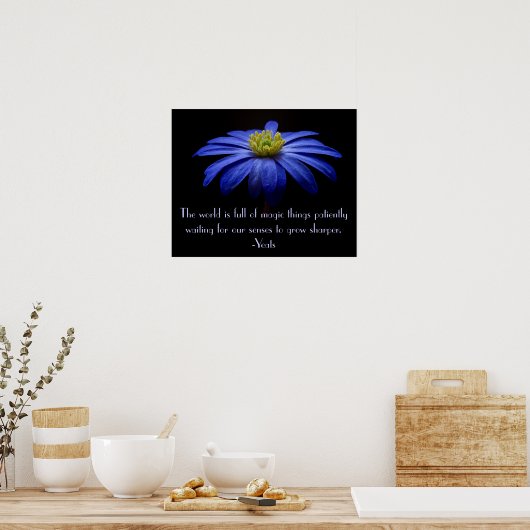 Blue Daisy met Yeats Quote Poster (Keuken)