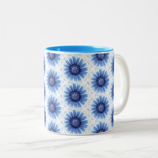 Blue Daisy-Mok Tweekleurige Koffiemok (Voorkant rechts)
