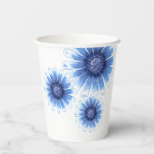 Blue Daisy Paper Cup Papieren Bekers (Achterkant)