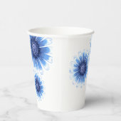 Blue Daisy Paper Cup Papieren Bekers (Rechts)