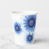 Blue Daisy Paper Cup Papieren Bekers (Voorkant)