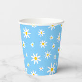 Blue Daisy Paper Cups Papieren Bekers (Achterkant)