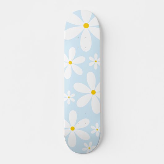 Blue Daisy Pattern Skateboard (Voorkant)