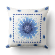 Blue Daisy Pillow