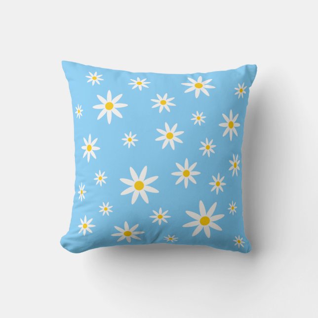 Blue Daisy Pillow Kussen (Voorkant)